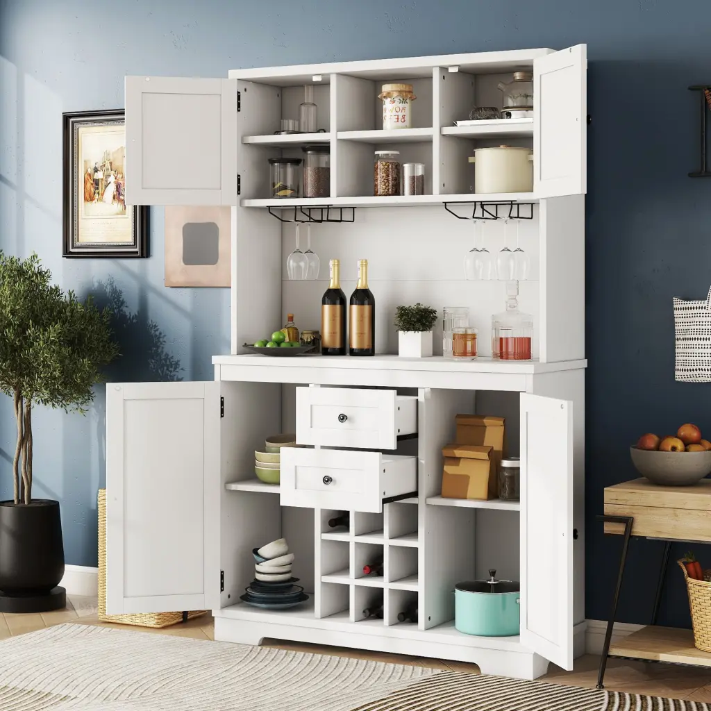 Coffee Bar Cabinet Kitchen Cabinet Storage Farmhouse Wine Cabinet magic more