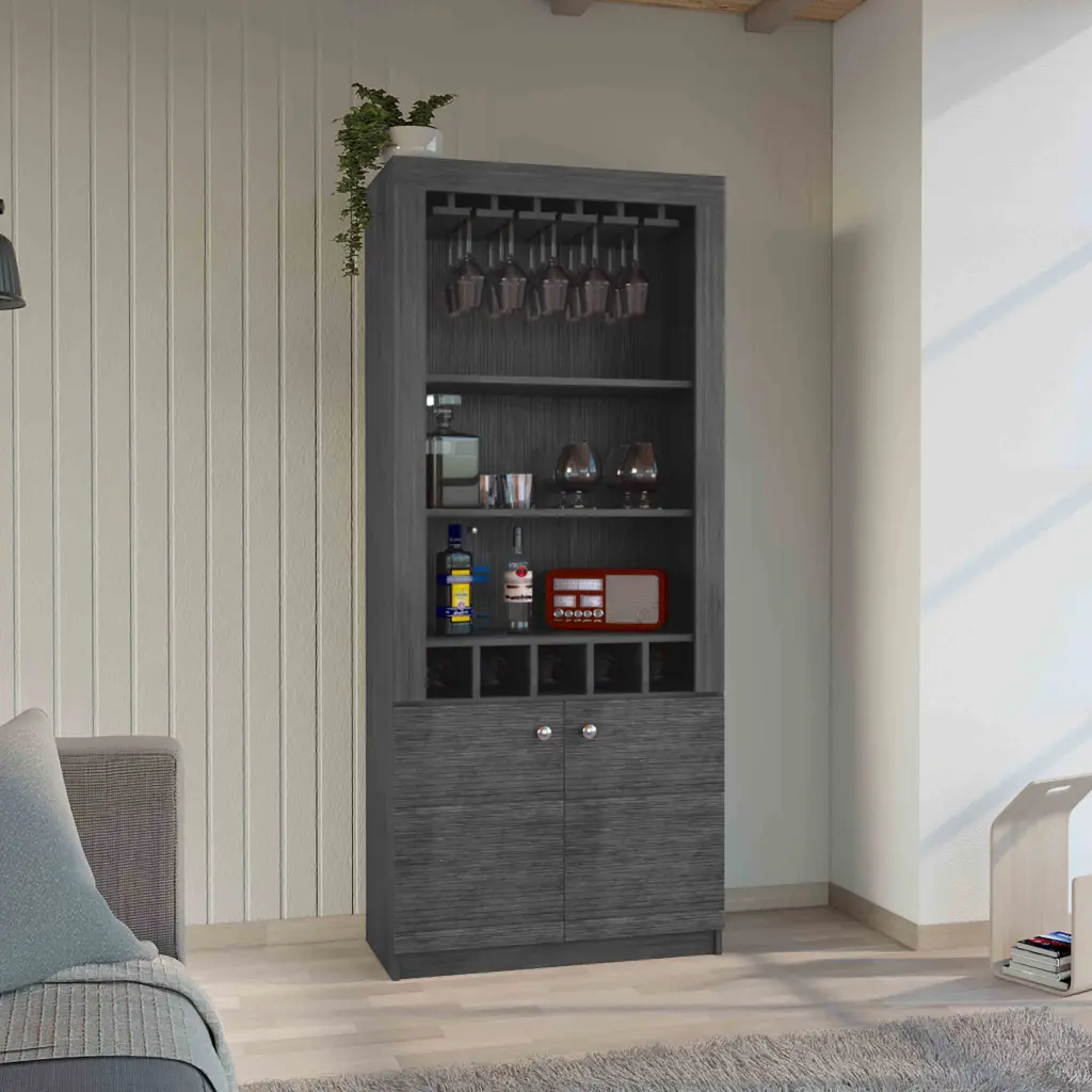 Montenegro Bar Cabinet Double Door Wine Rack Home Bar Storage rta mubles colombia