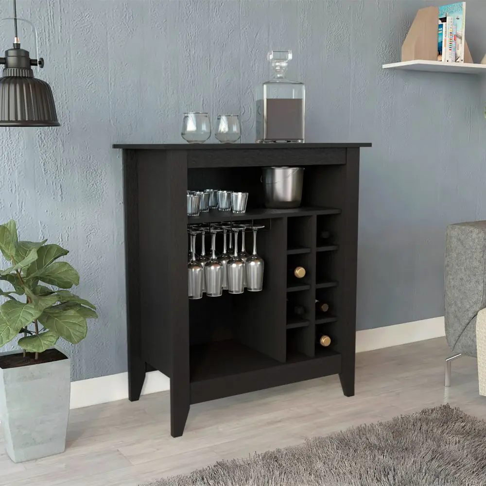 Essential Bar Cabinet Open Shelf, Wine Rack, and Drawer tuhome