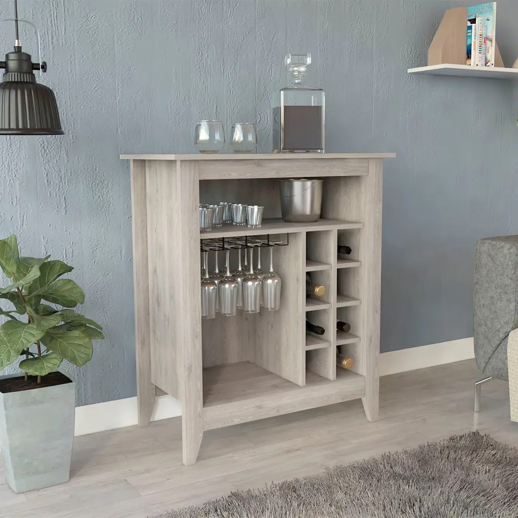 Essential Bar Cabinet Open Shelf and Wine Rack Home Bar tuhome