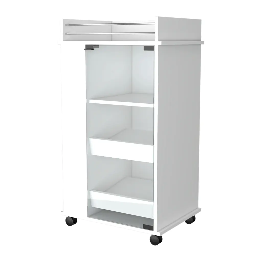 Lusk Bar Cart 2 Bottle Holder Shelf Glass Door And Casters Mobile Kitchen Serving Cart fm furniture