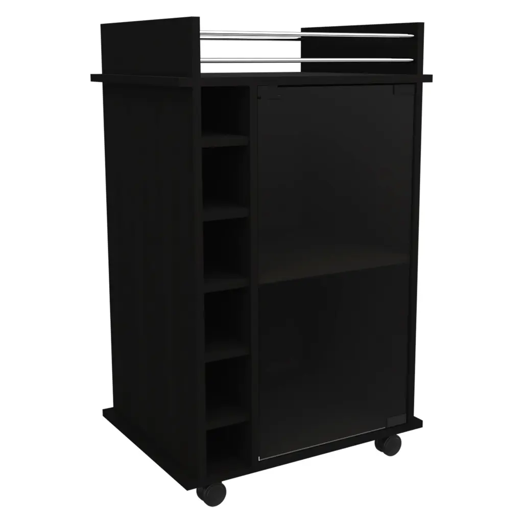 Dukat Bar Cart Two Shelves, Built- Wine Rack, and Four Casters rta mubles colombia