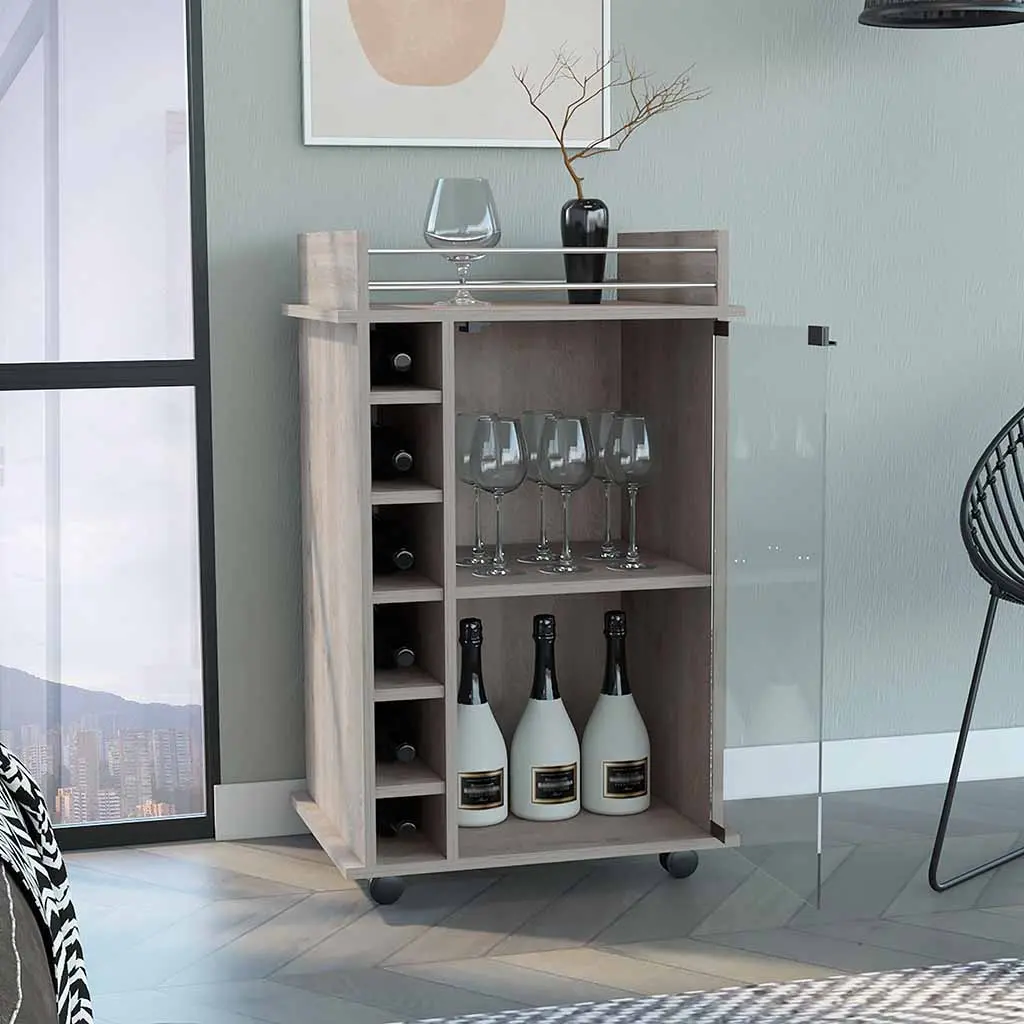 Bar Cart Baltimore Six Wine Cubbies Light Gray Finish Home Bar treevol furniture