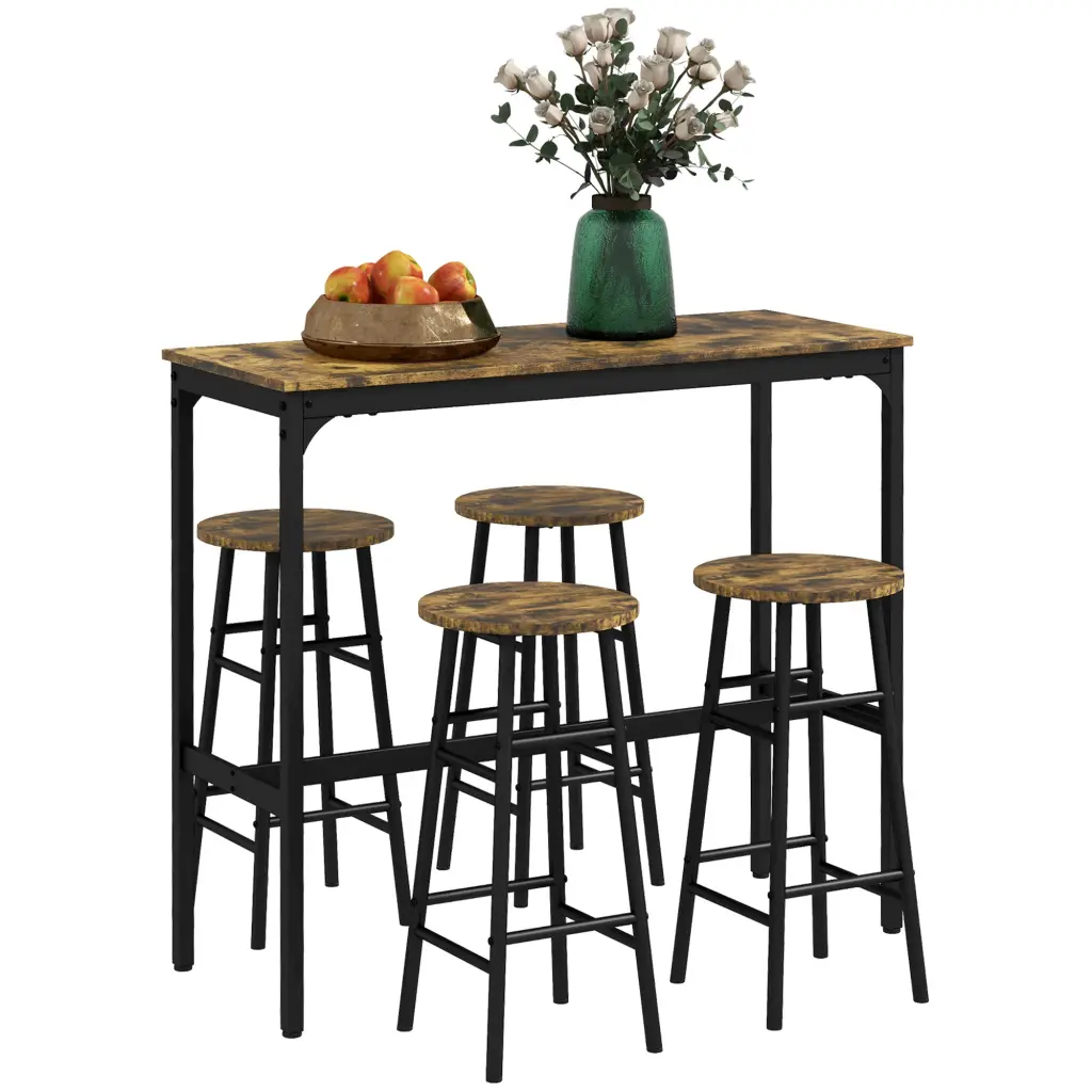 Homcom Bar Table Set 4 Industrial High Top Table and Bar Stools aosom business
