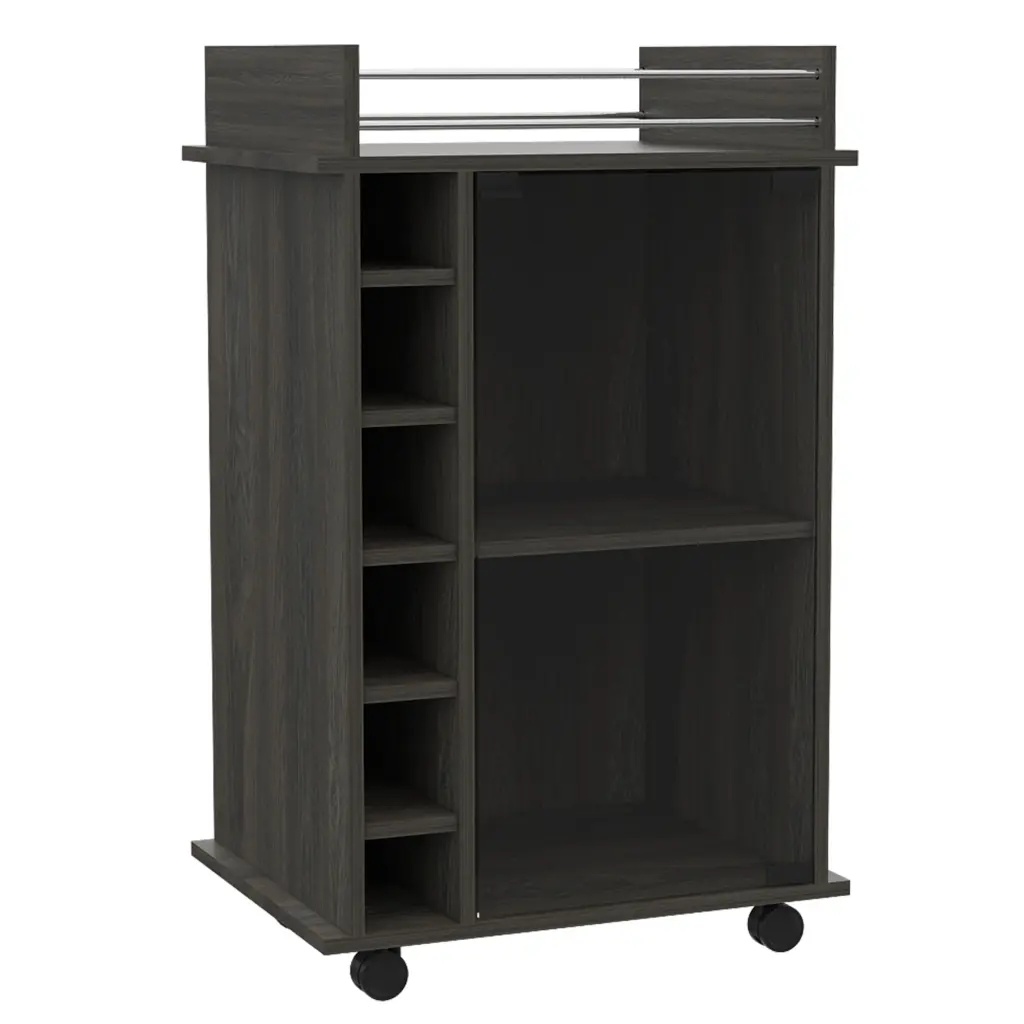 Dukat Bar Cart Two Shelves Six Wine Rack and Four Casters rta mubles colombia