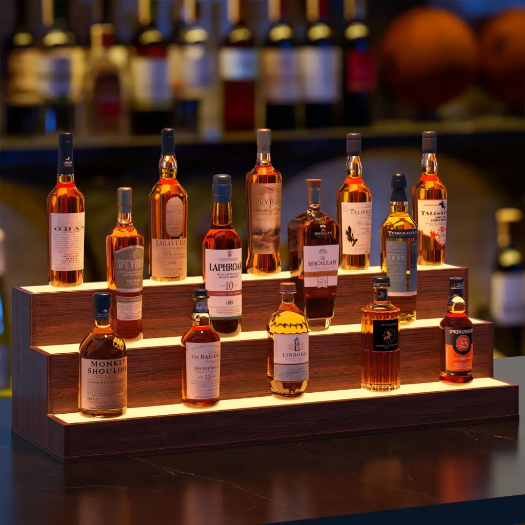 37 Inch LED Lighted Liquor Bottle Presentation Shelf Bar cubehom