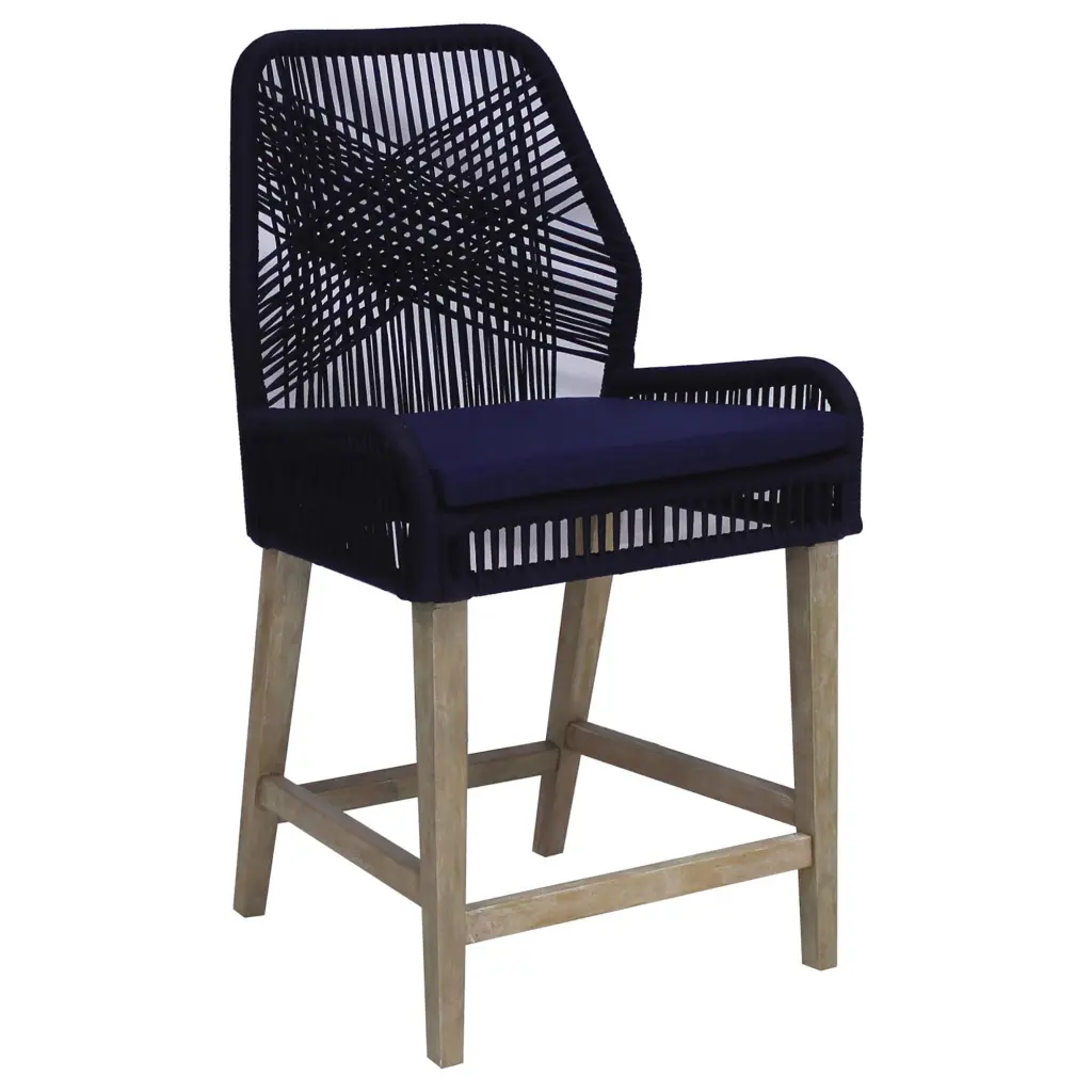 Dark Blue Weathered Wash Counter Height Stools Set 2 Solid Blue Bar Stools furniture max