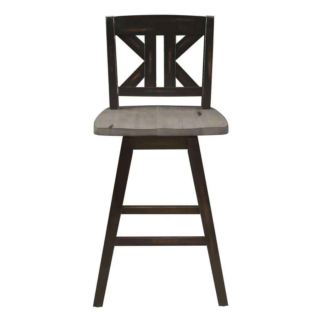 Counter Height Chairs Set 2 Black Gray 360 Degree Swivel Chair Solid Wood Base kanepe
