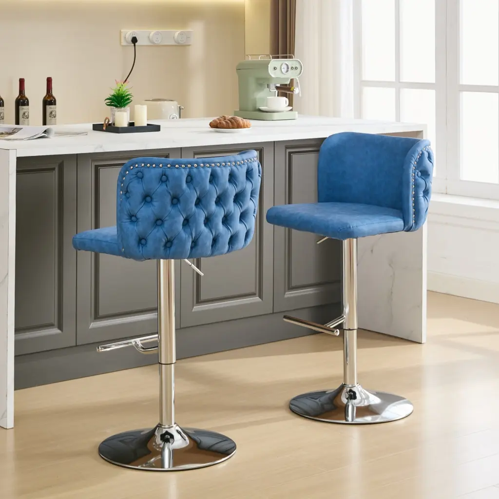 Swivel Barstools Adjustable Seat Height Chrome Base Modern PU Upholstery a-a furniture