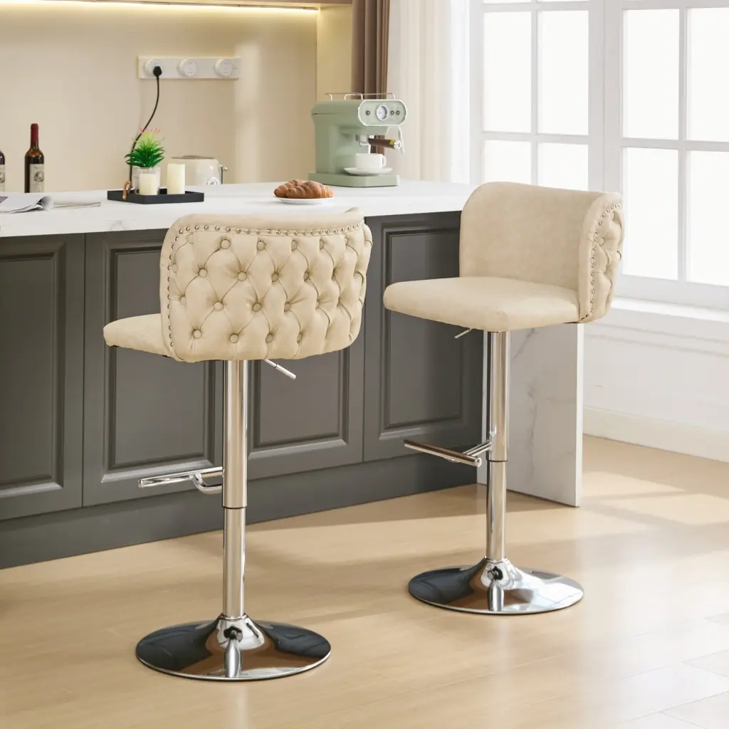 Swivel Barstools Adjustable Seat Height Chrome Base Modern PU a-a furniture