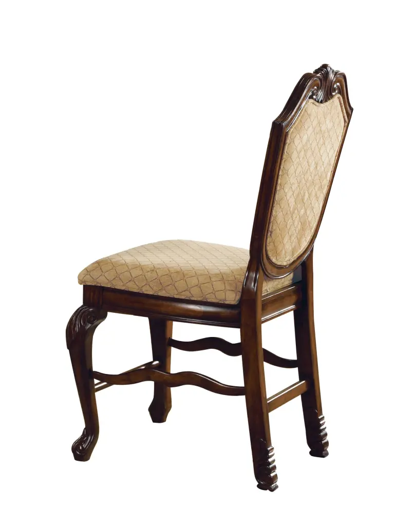 Chateau De Ville Counter Height Chair Set 2 Fabric Espresso Bar Stools acme onsite store