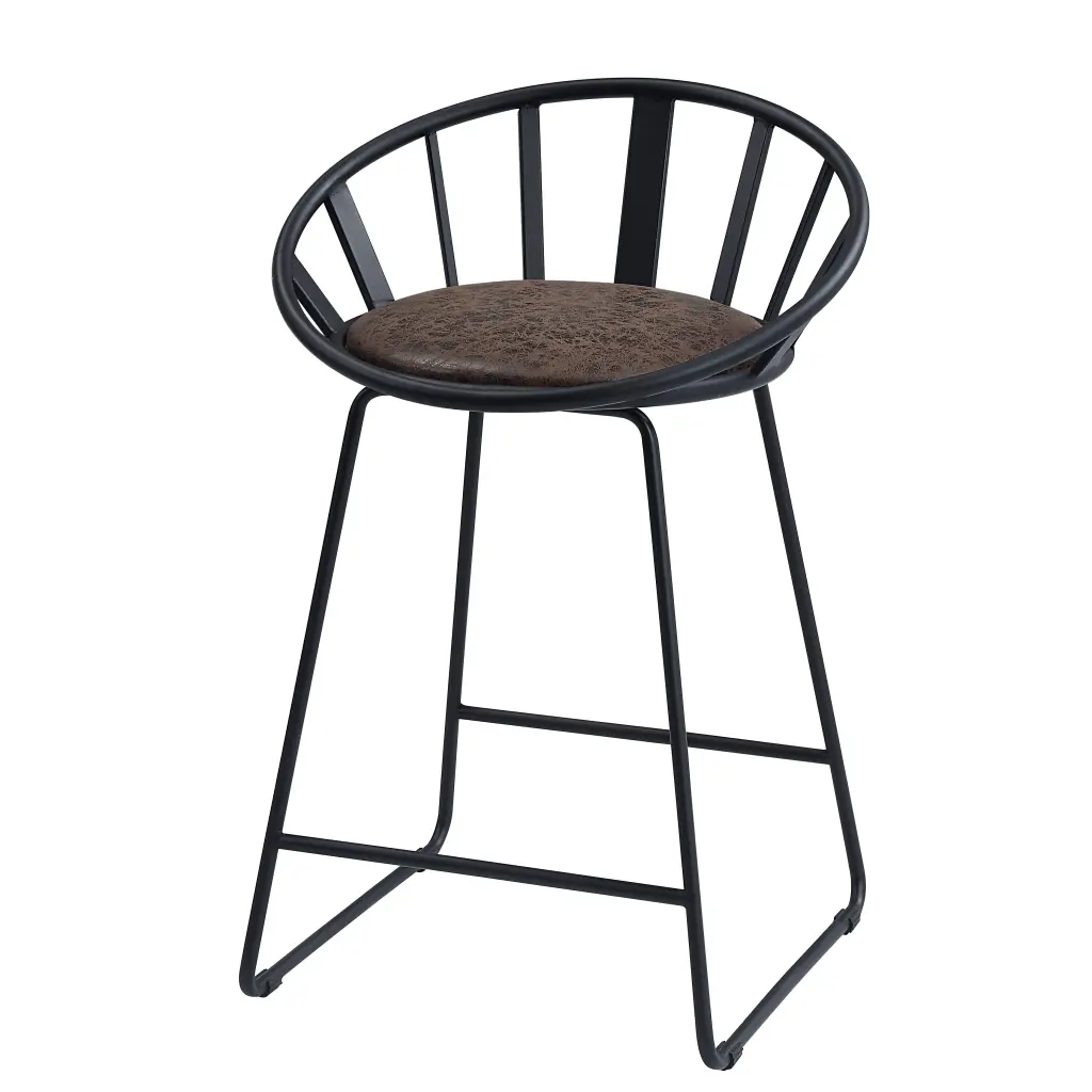 Zudora Counter Height Chair Set 2 Synthetic Leather Black Finish acme onsite store