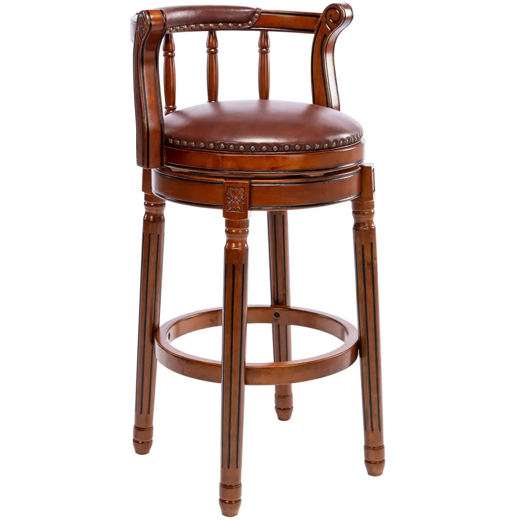29.5 Inch Wooden Swivel Barstool 360 Degrees Rotating Counter Stool Kitchen Bar ayulife