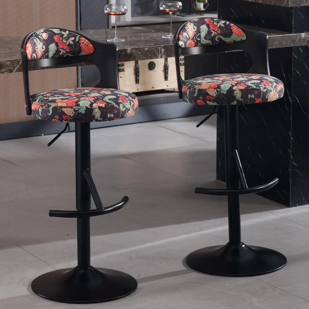 Adjustable Swivel Bar Stool Solid Wood Backrest Kitchen Counter and Bar ayulife