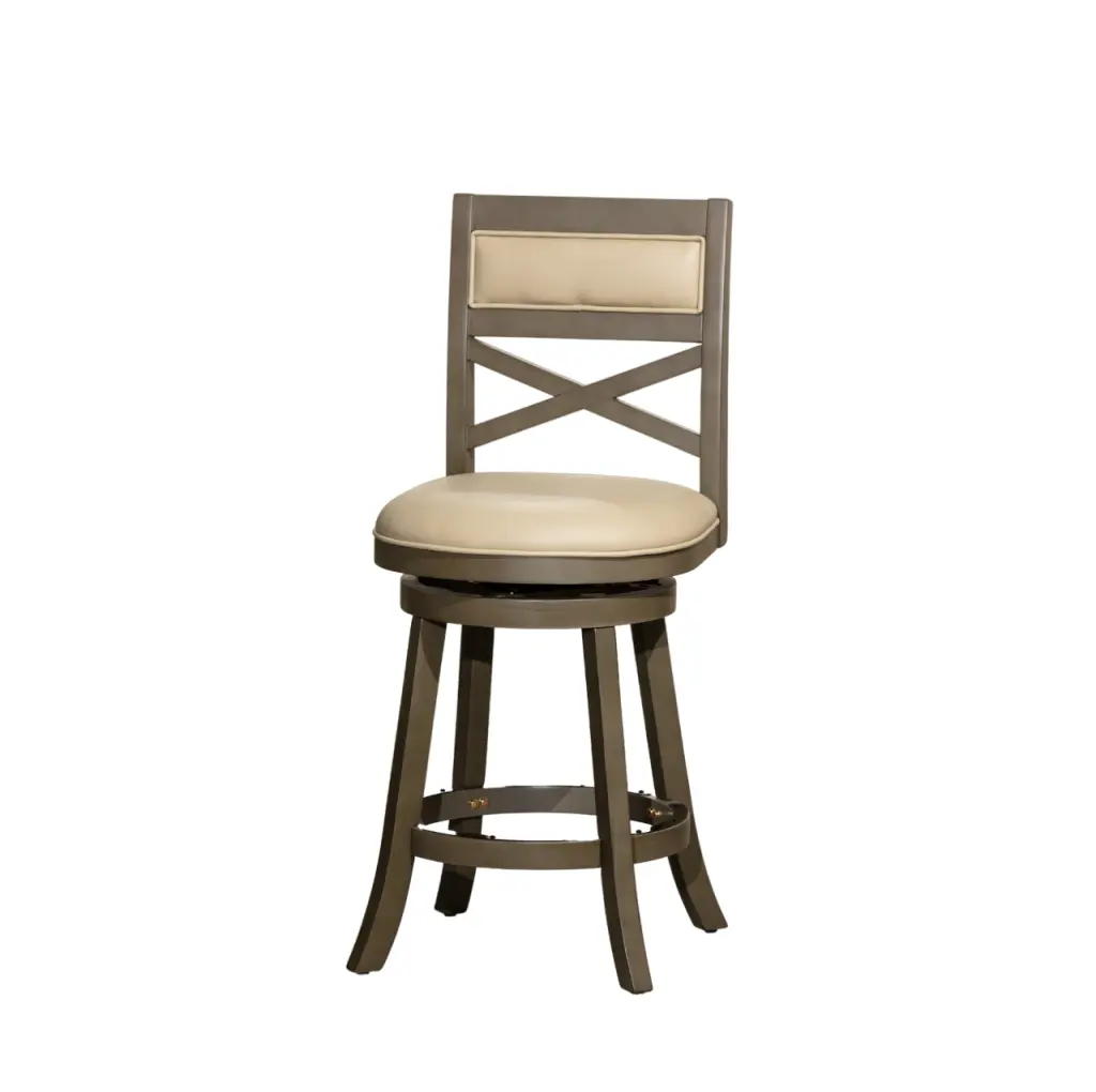 24 Inch Counter Height X Back Swivel Stool Weathered Gray Finish French Design dty home