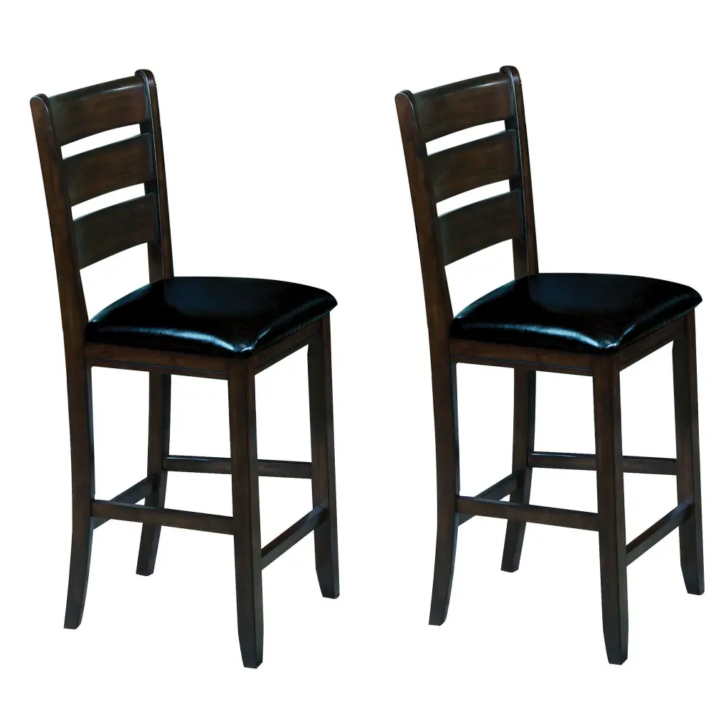 Black and Espresso Counter Height Chairs Set 2 Solid Wood Bar Stools furniture max