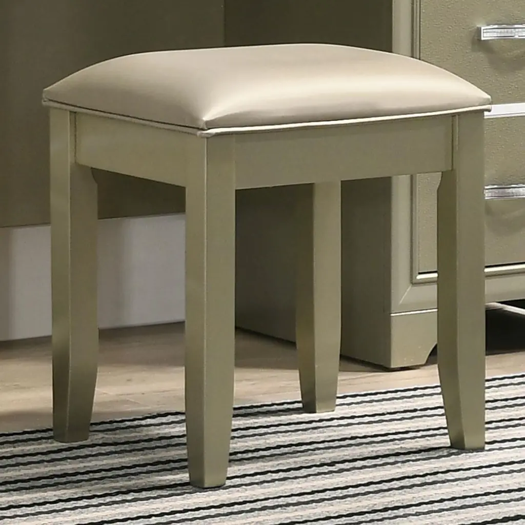 Champagne Vanity Stool Padded Seat Gold Bar Stools & Counter Stools Home Decor furniture max