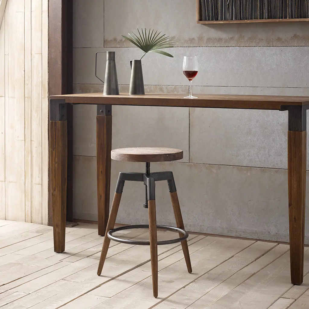 Adjustable Height Brown Wood Counter Stool Barstool Kitchen Island jla