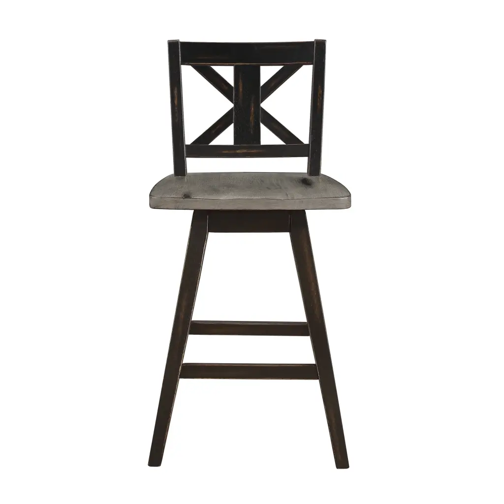 Counter Height Chairs Set 2 Black X Back 360 Degree Swivel Bar Stools kanepe