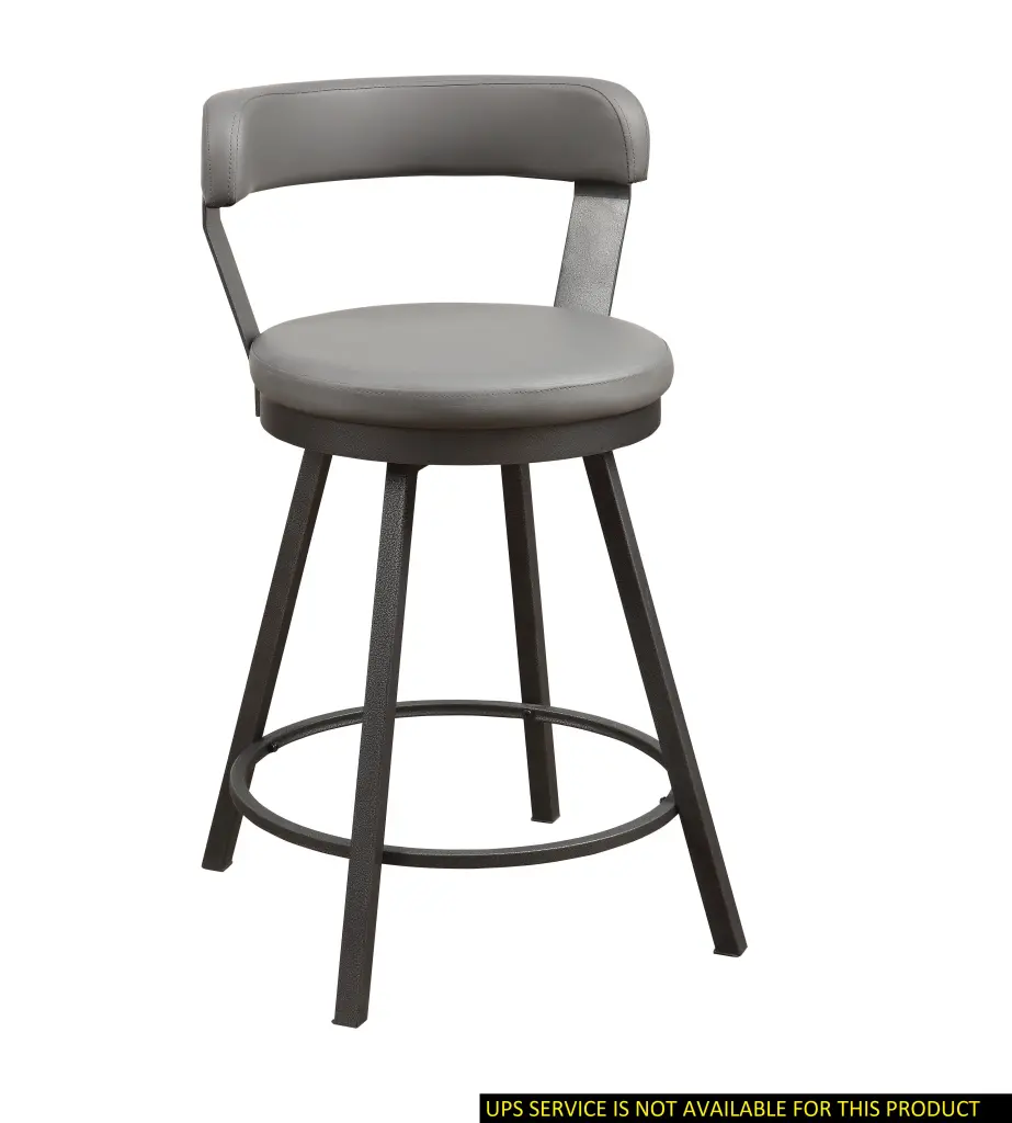 Metal Base 24 Inch Counter Height Chairs Set 2 Gray Seat 360 Degree kanepe