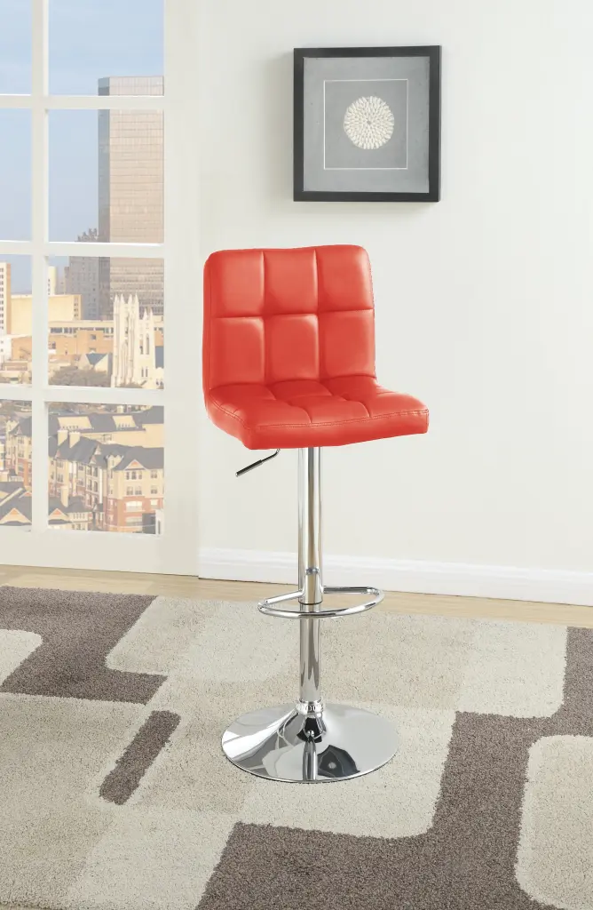 Red Faux Leather Bar Stool Counter Height Chairs Set 2 Adjustable kanepe