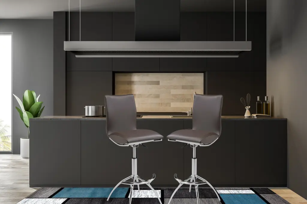 Modern Barstool Chrome Adjustable Height And Brown Cushion Kitchen Island new spec furniture