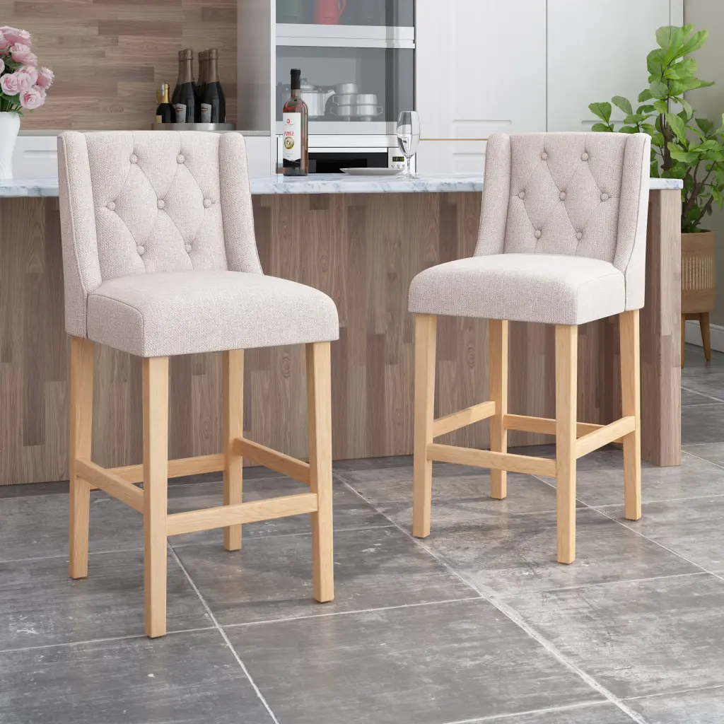 Vienna Contemporary Fabric Tufted Wingsupport 31 Inch Counter Stools Set 2 nh-onfind