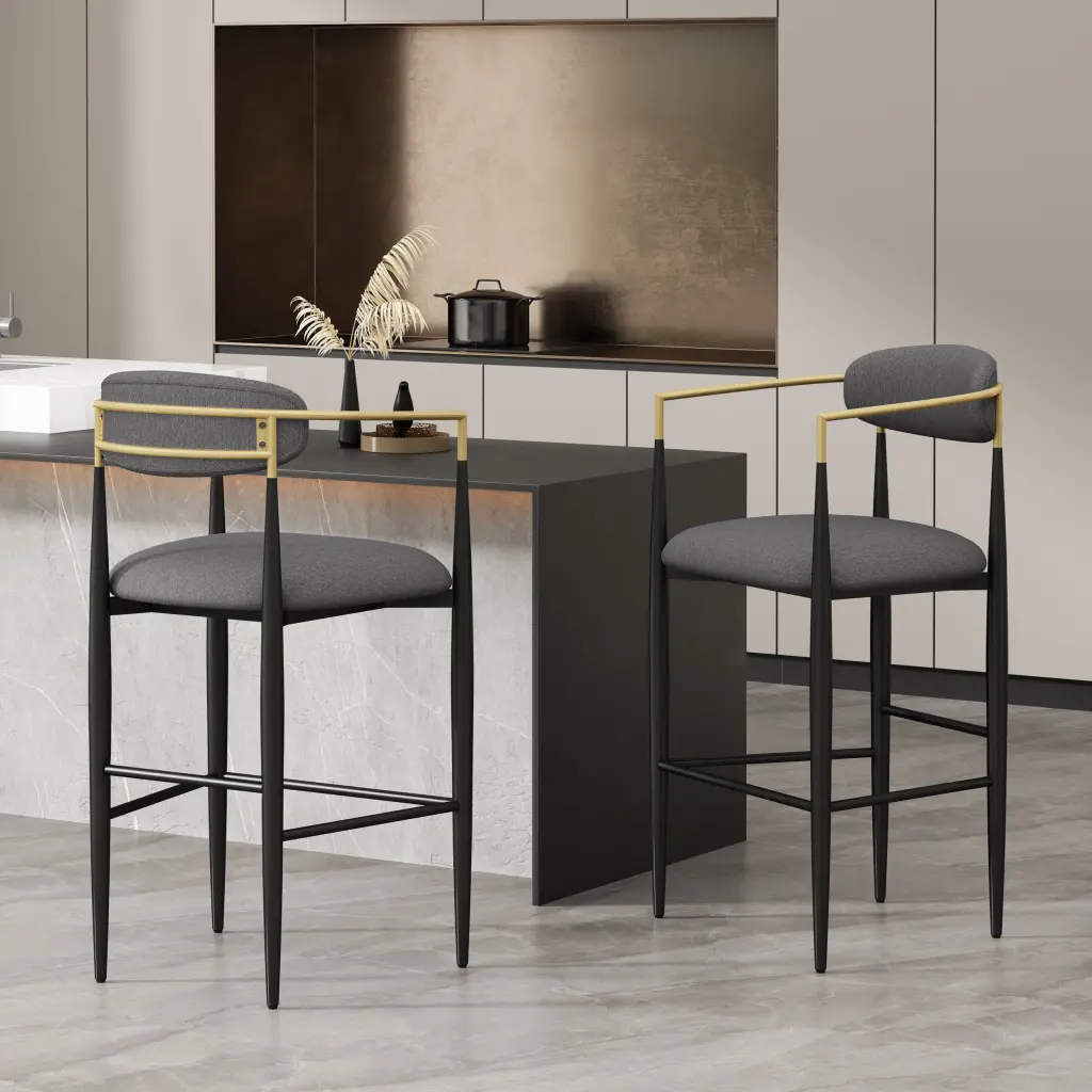 Barstool Set 2 Charcoal Fabric nh-perfect home