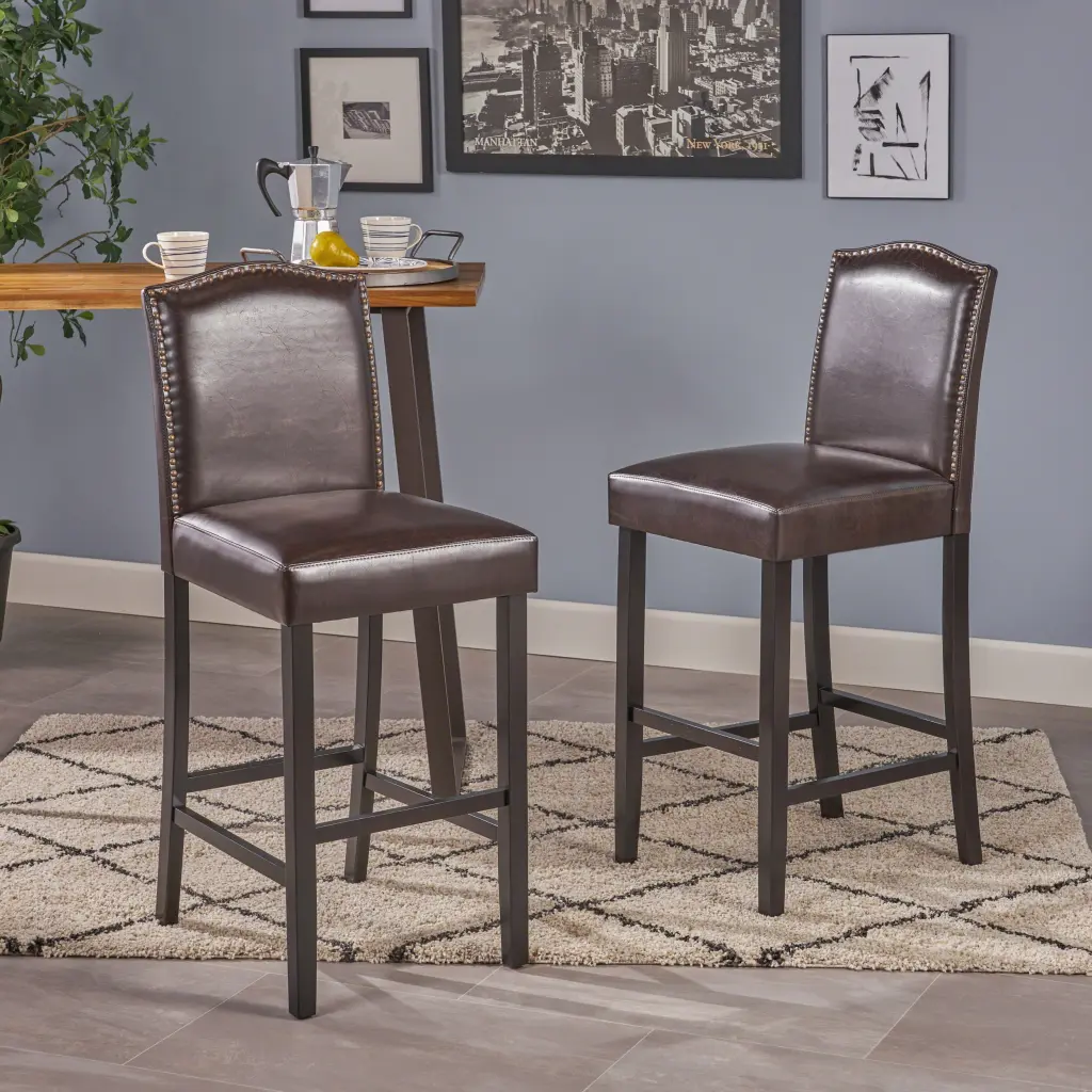 Markson KD Barstool Set 2 Brown Cat Scratch Fabric Counter Stools nh-perfect home