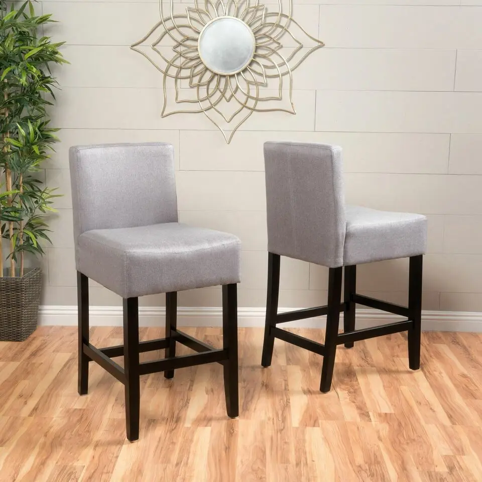 Zuma Kd Counter Stool Set 2 Grey Fabric nh-perfect home