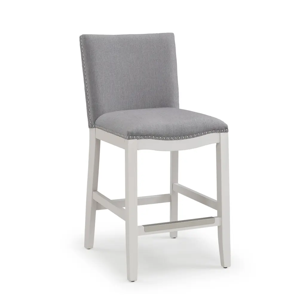 Asheboro Grey Counter Stool White Foam Fabric Upholstered ridgecrest home