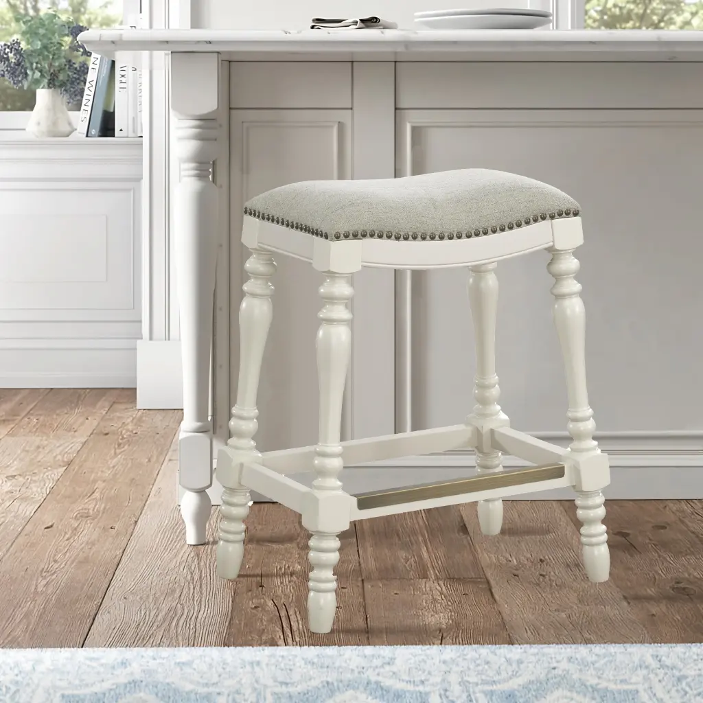 Hamlet Saddle Seat Counter Stool Beige Foam and Solid Wood Frame ridgecrest home