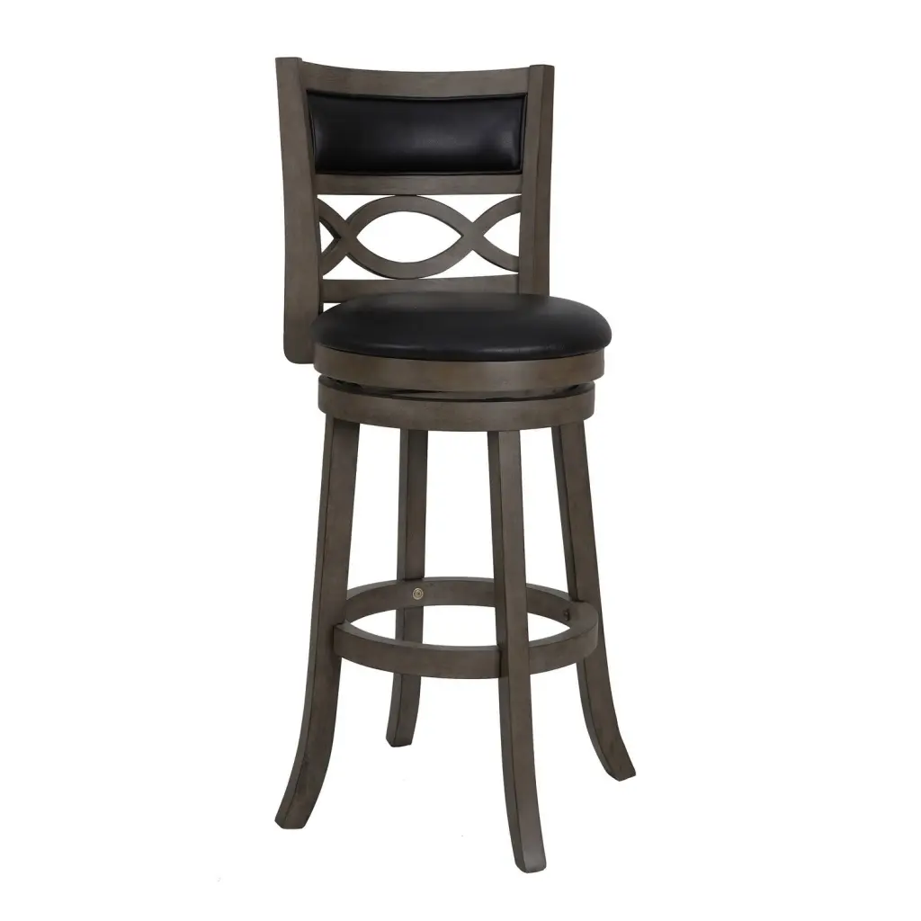 Curved Lattice Back Swivel Barstool Seat Gray and Black Kitchen or Bar royal hampton