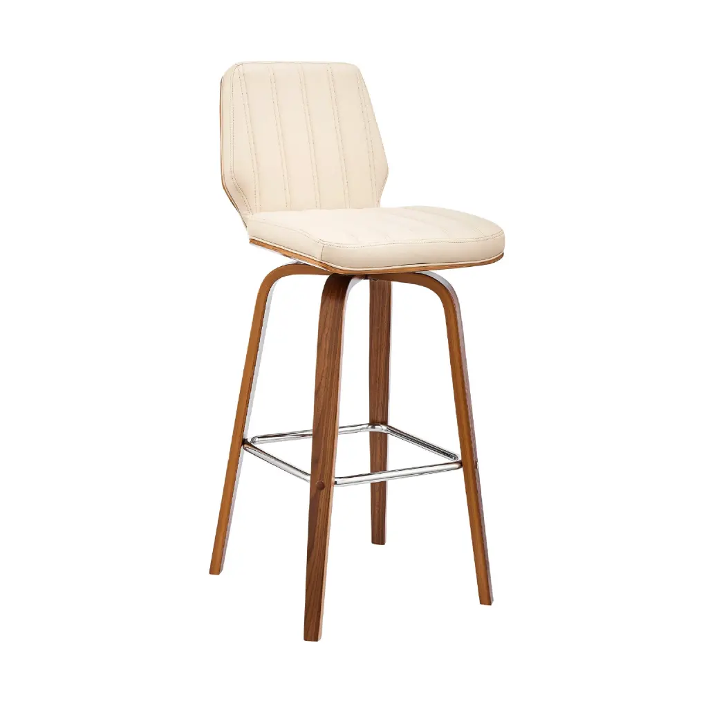 Swivel Barstool Channel Stitching And Wooden Base Brown Bar Stool royal hampton