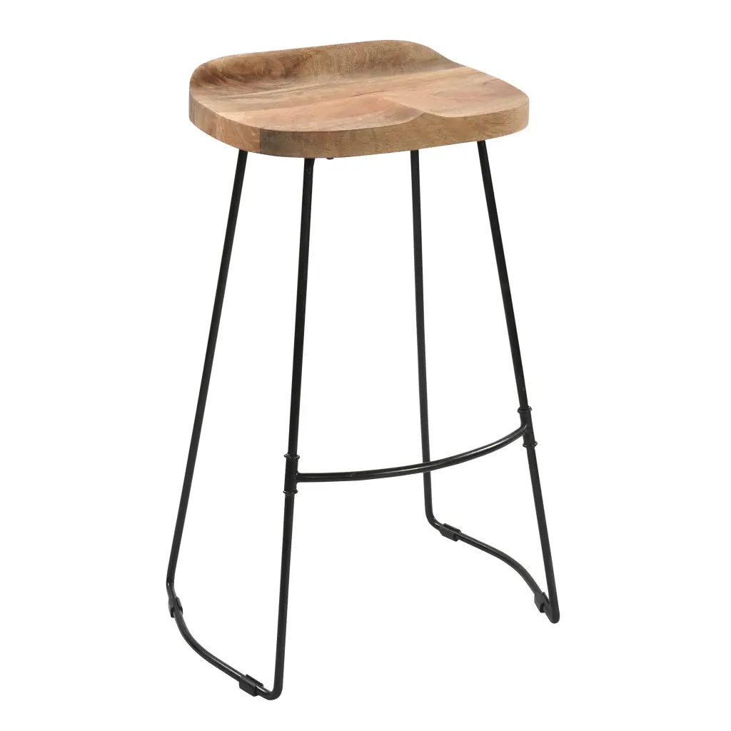 Tiva 30 Inch Artisan-made Backless Barstool Natural Brown Mango Wood Stool royal hampton