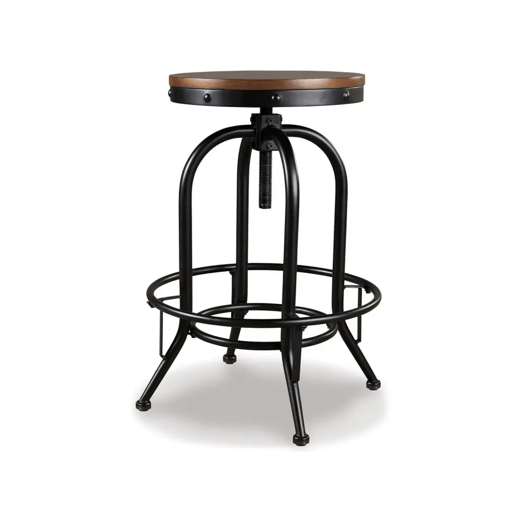Zane 30 Inch Adjustable Swivel Barstool Set 2 Matte Black Metal royal hampton