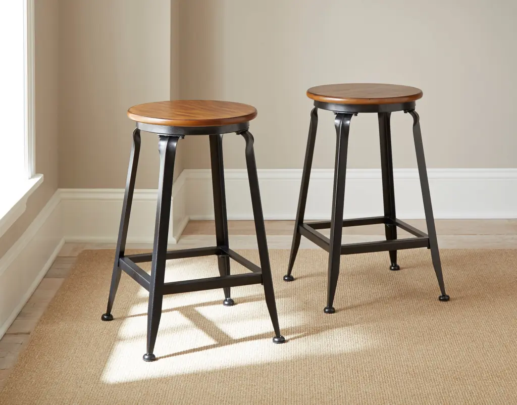 Adele Counter Stool Set 2 Dark Brown Metal Kitchen Bar Stools steve silver furniture