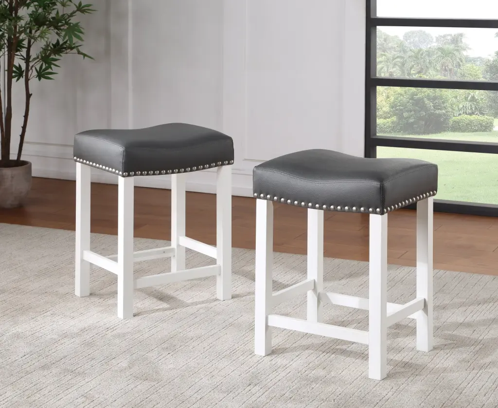 Zermatt Counter Stool Set 2 White Wood Kitchen Stools steve silver furniture