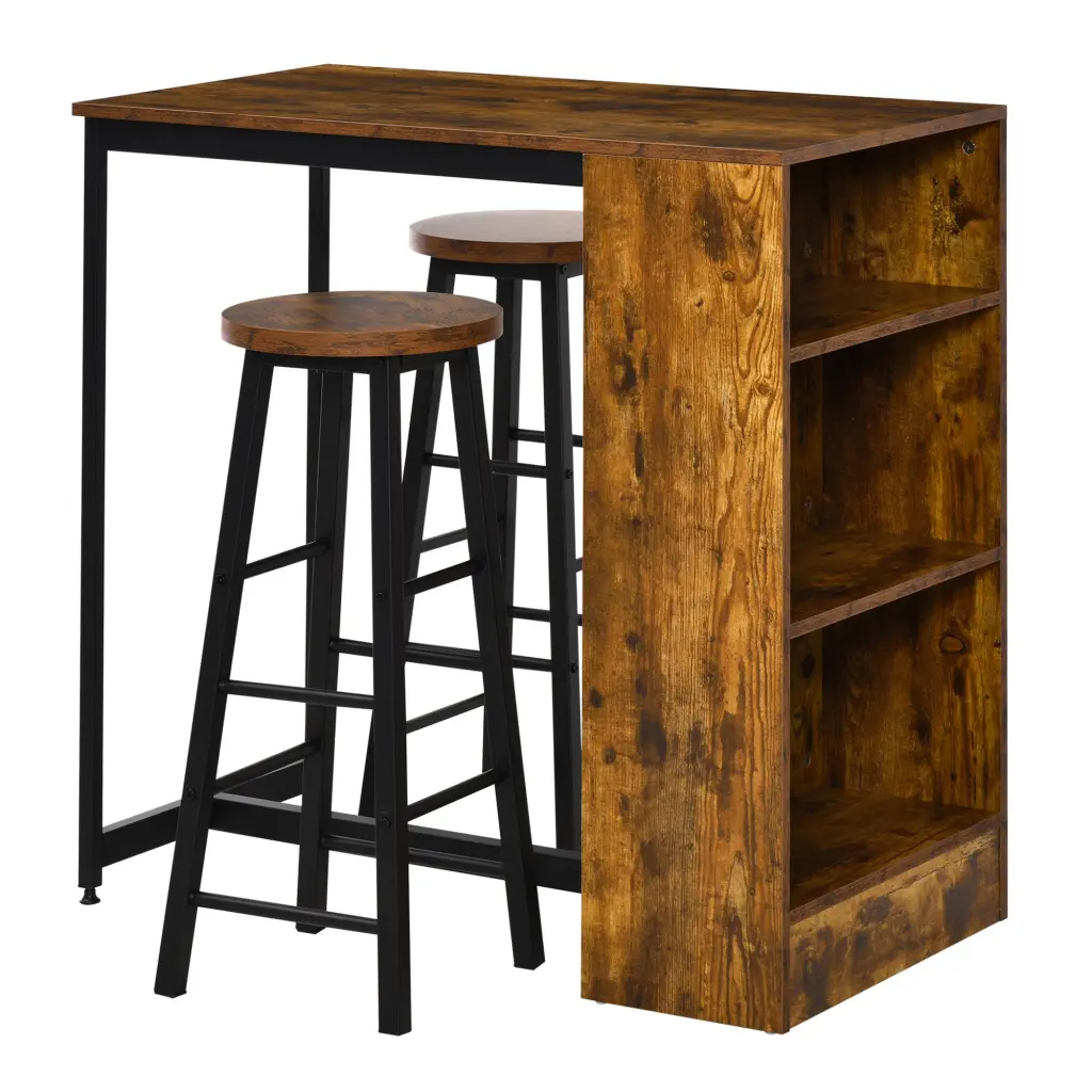 Homcom 3 Piece Industrial Pub Table And Chairs Counter Height Bar Table Set aosom business