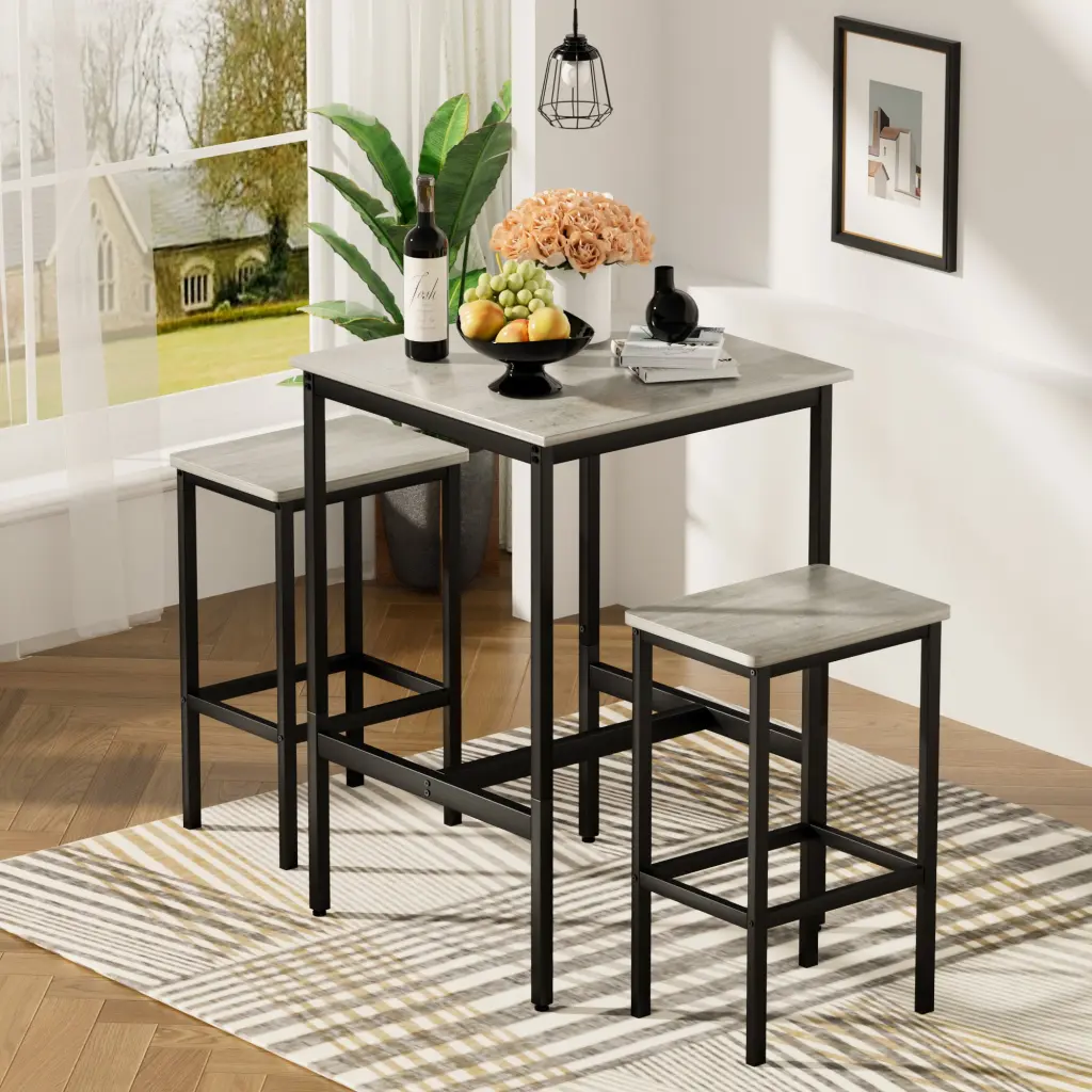 Bar Table Set Square Bar Table 2 Bar Chairs Industrial Style Kitchen cz store