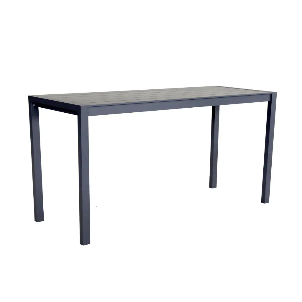 Luxury Aluminum Rectangular Bar Table Pewter Outdoor Patio Dining Modern Metal Furniture gathercraft