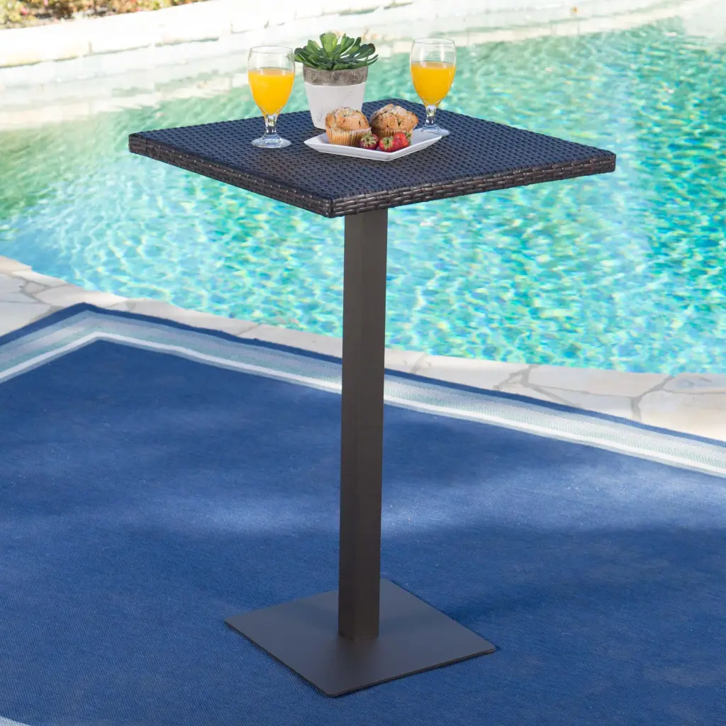 Rattan 26 Inch Square Bar Table Brown Multi Rattan Finish nh-bc furniturings