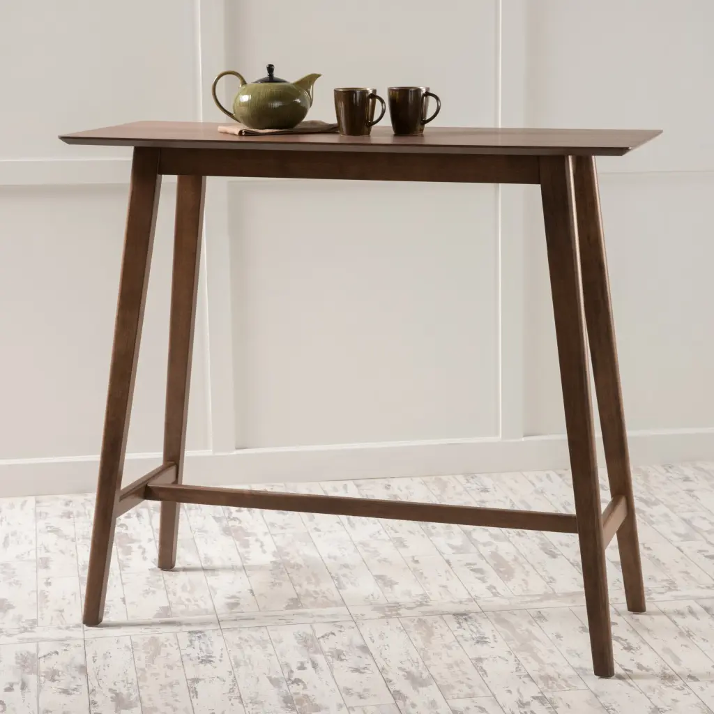 Wood Bar Table Natural Walnut Finish 17.72 x 47.24 x 42.01 Inches nh-onfind