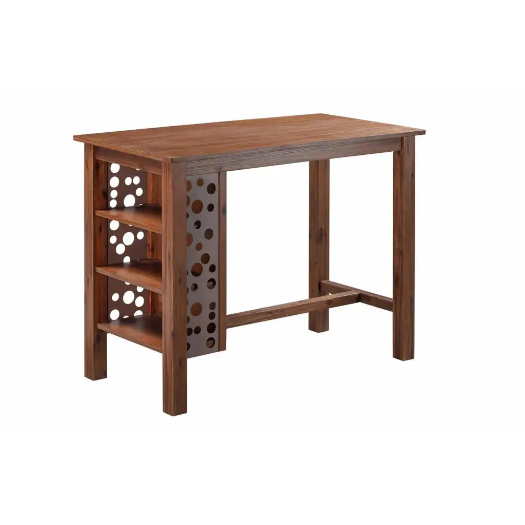 Bada 47 Inch Rectangular Bar Table 3 Shelves and Metal Accents Kitchen or Dining Room royal hampton