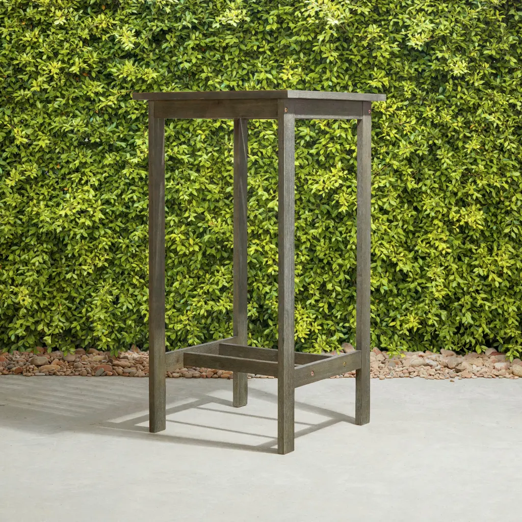 Emilio Grey Washed Farmhoutilize Wood Bar Table Gray Wash Wood Acacia Wood sol