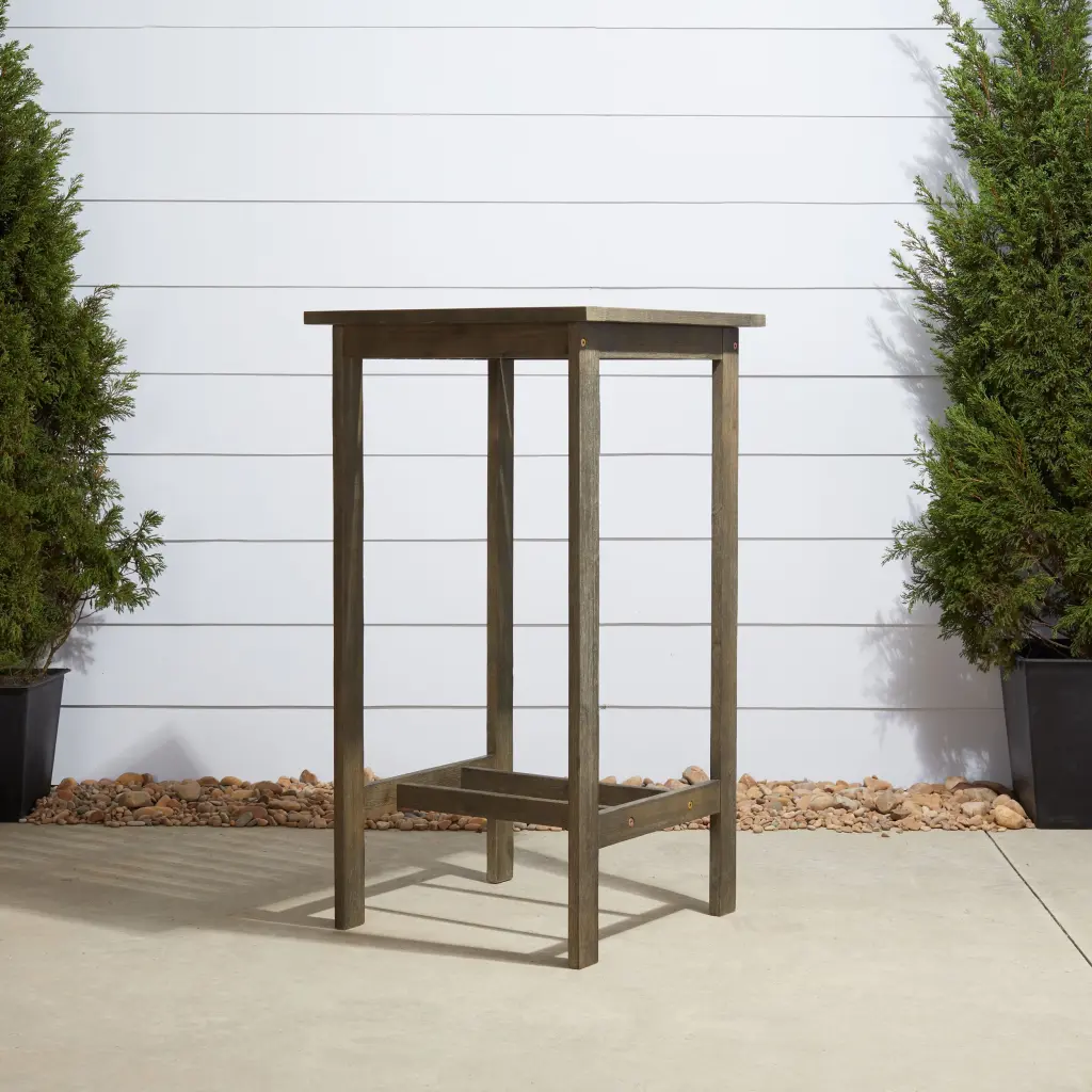 Renaissance Outdoor Patio Hand Scraped Wood Bar Table Teak Solid Wood vifah