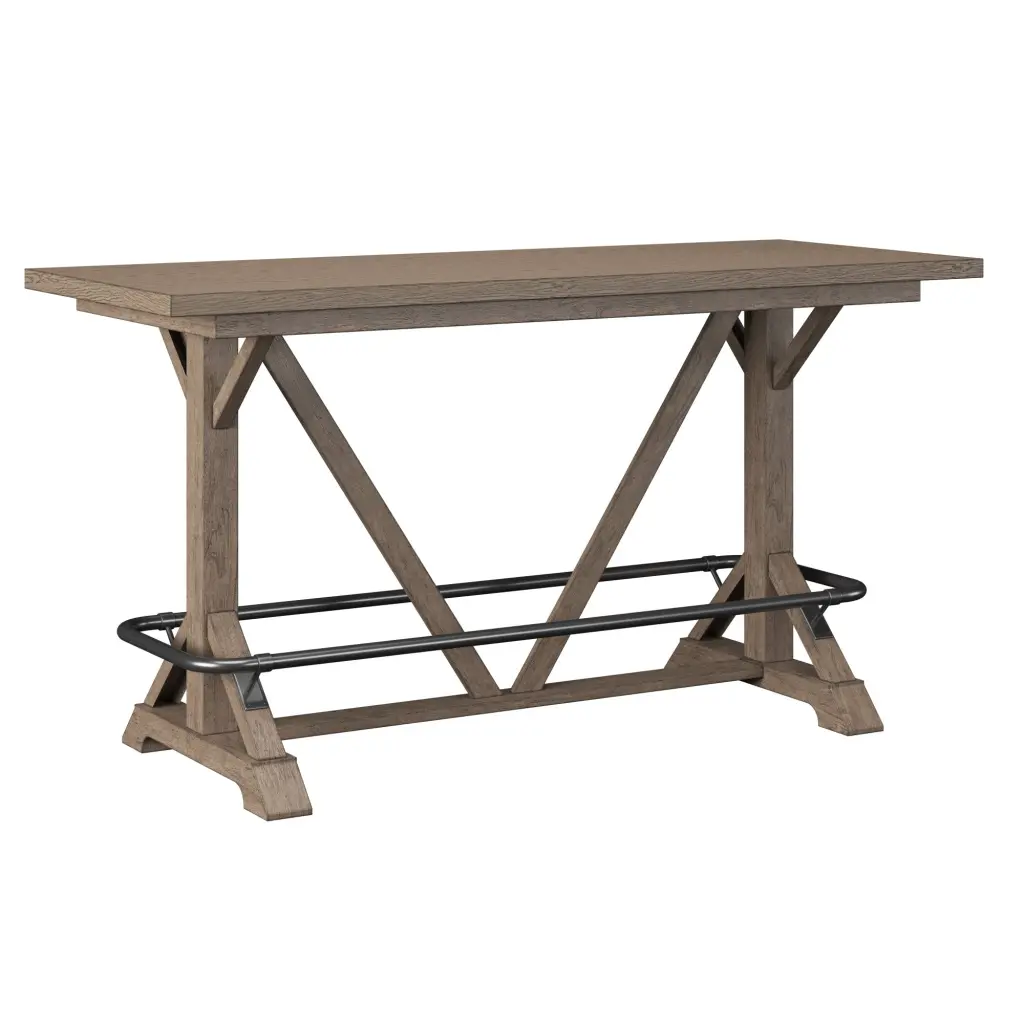 Benti Brown Bar Height Trestle Table Solid Wood wallace - bay