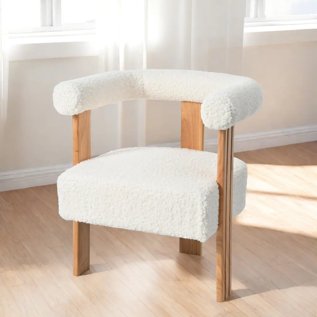 Mid Century Modern Barrel Accent Chair Upholstered Kitchen Dining Room Chair nh-cozy home