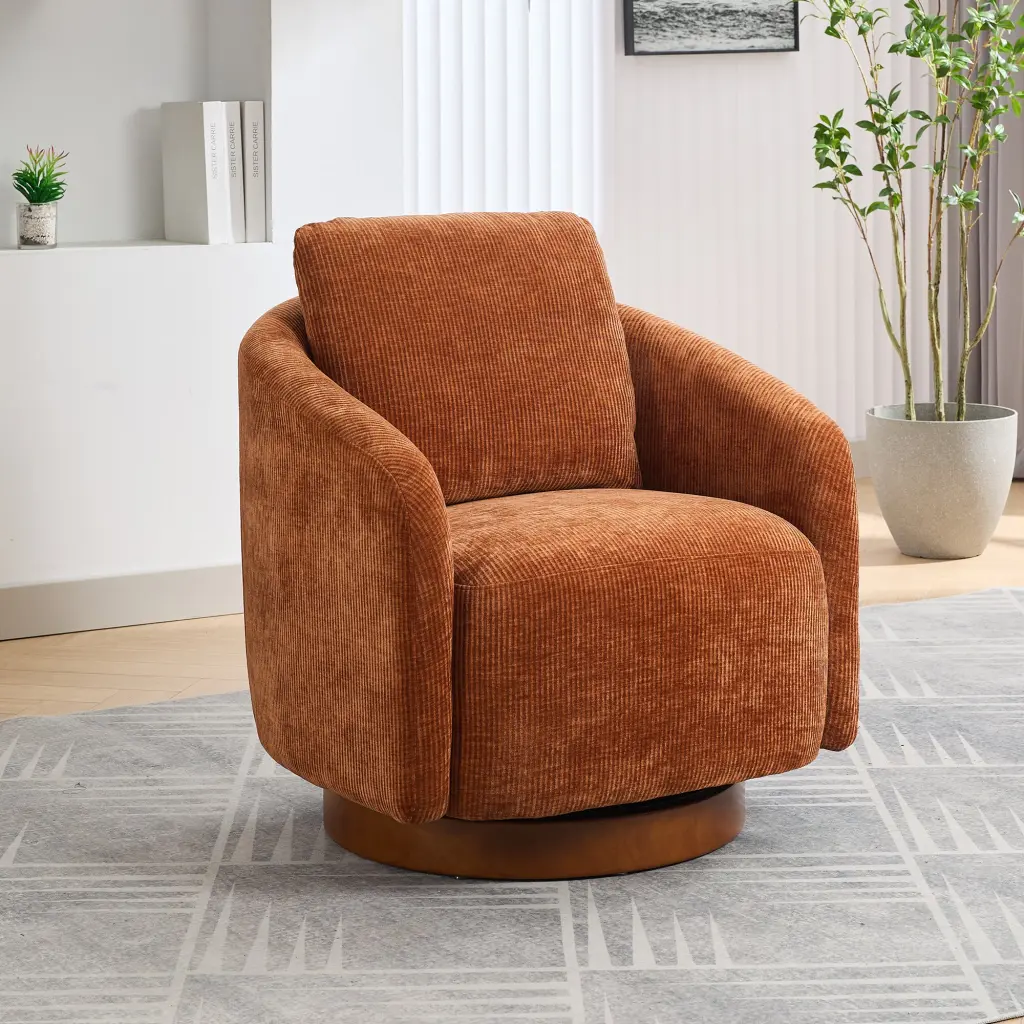 30.3 Inch Swivel Accent Barrel Chair Comfy Round Accent Single Sofa Chair w1852