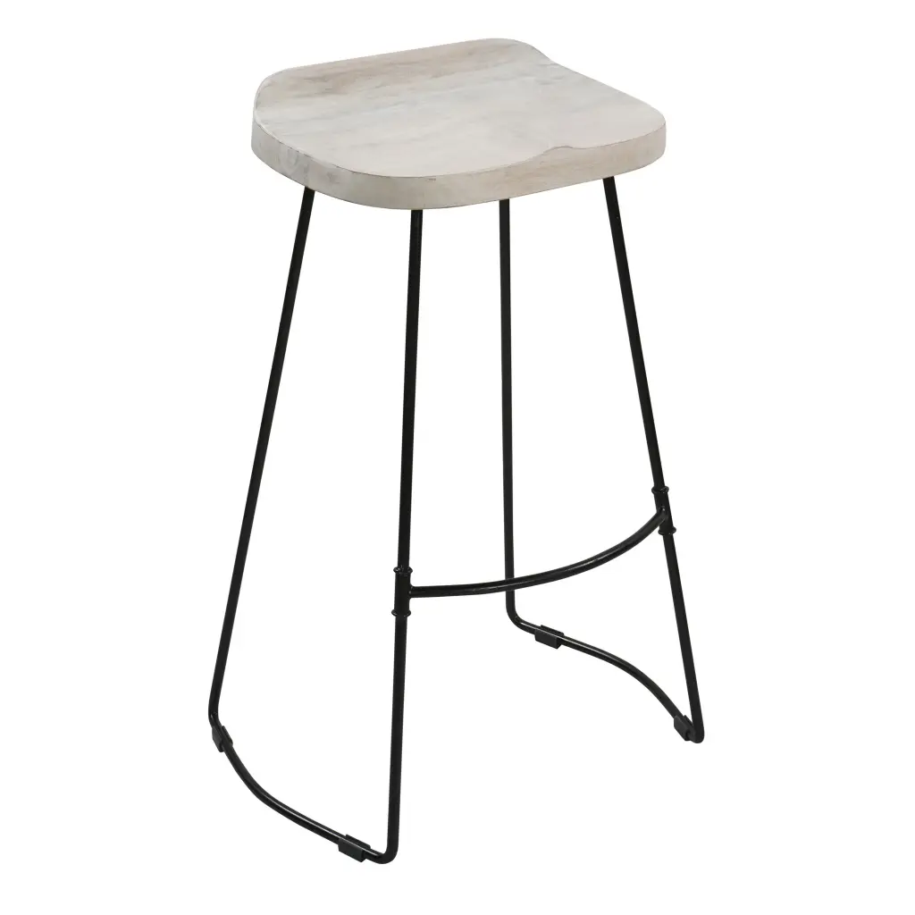 Tiva 30 Inch Artisan Made Backless Barstool Whitewashed Mango Wood Stool royal hampton